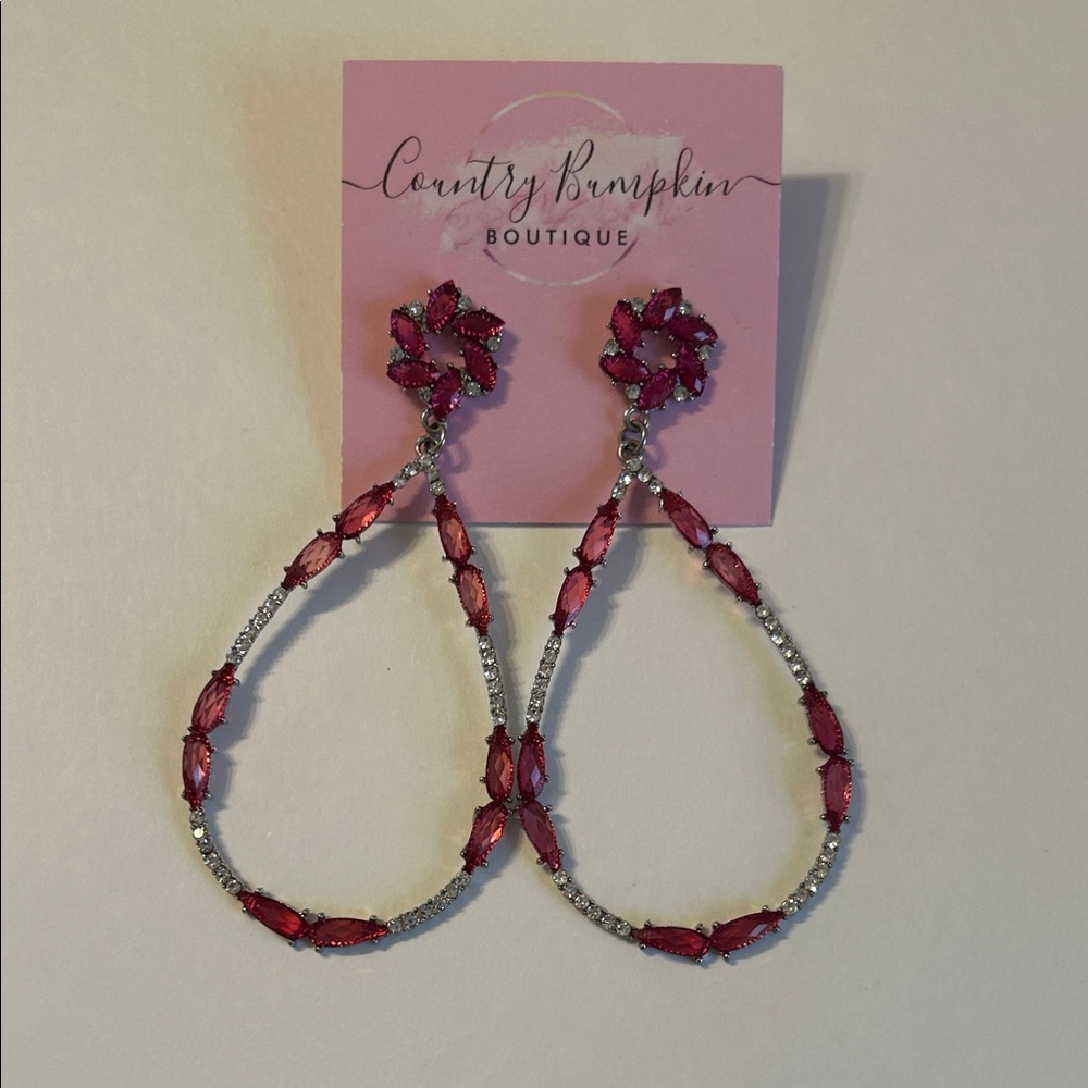 Pink and Silver Teardrop Earrings